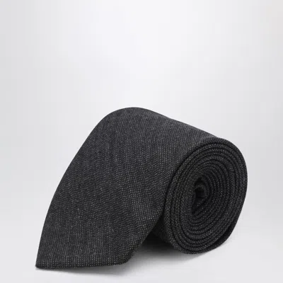 Prada Anthracite Wool Tie In Brown