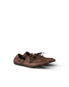 Prada Antikleder-bootsschuhe In Brown