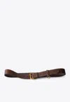 Prada Antique Leather Belt With D-ring In Brown