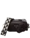 Prada Antique Leather Multi-pocket Shoulder Bag In Black