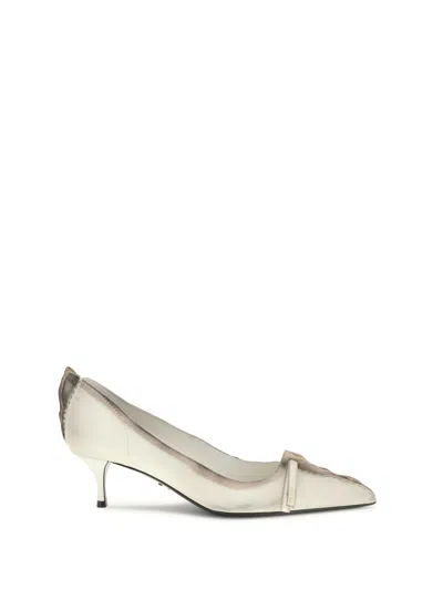Prada Antique Leather Pumps In White