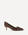 Prada Pumps In Antiqued Leather With Exposed Stitching And Raw Edges In Brown