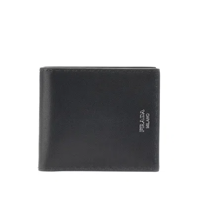 Prada Antique Nappa Leather Bi-fold Wallet In Black