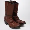 Prada Antiqued Leather Ankle Boots In Cocoa Color In Multi