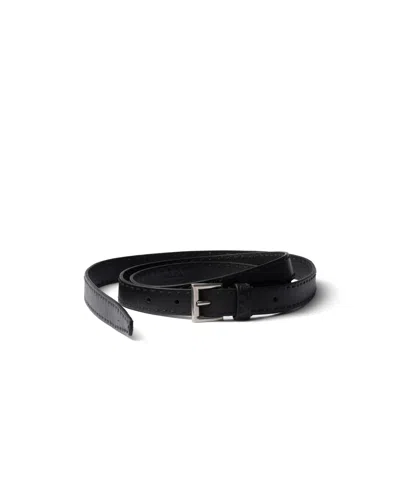 Prada Antiqued Leather Belt In Black