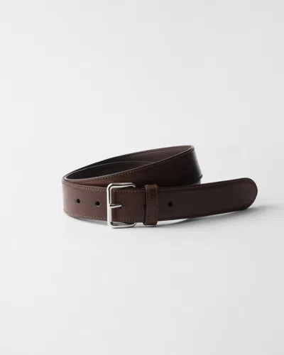 PRADA PRADA ANTIQUED LEATHER BELT