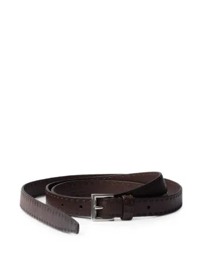Prada Antiqued Leather Belt In Brown