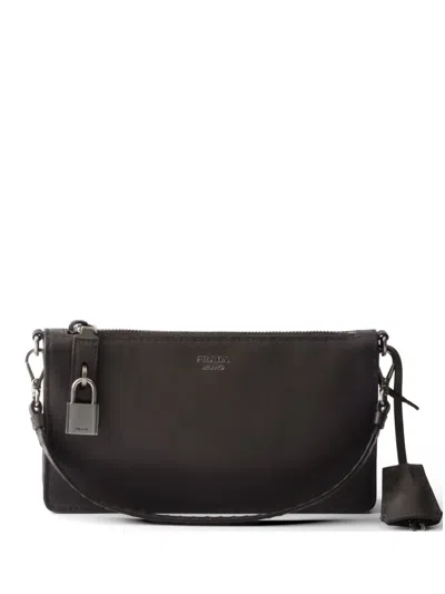 Prada Antiqued Leather Pouch In Brown