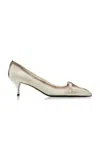 Prada Exposed Seam Kitten Heel Pump In Black