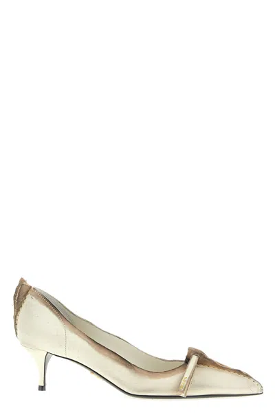 Prada Antiqued 55 Leather Pumps In Neutral