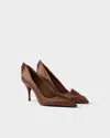 Prada Pointed Toe Stiletto Leather Pumps In Brown