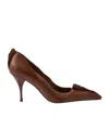 Prada 85mm Antiqued Leather Pumps In Brown