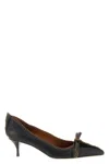 Prada Pointed Toe Kitten Heel Bow Pumps In Multi