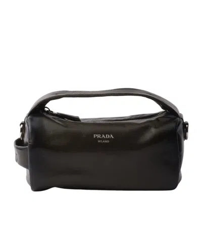 Prada Antiqued Leather Shoulder Bag In Pink
