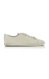 Prada Antiqued Leather Sneakers In White