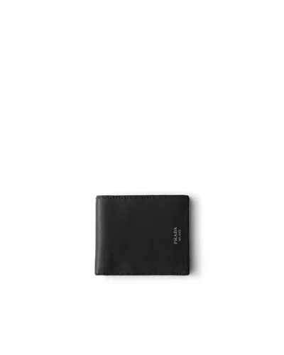 Prada Antiqued Leather Wallet In Black