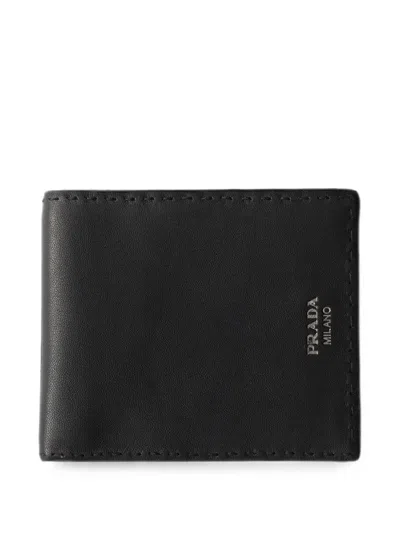 Prada Antiqued Leather Wallet In Black