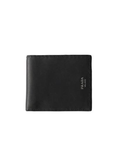 Prada Antiqued-leather Wallet In Black