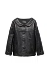 Prada Nappa Leather Single-breasted Jacket In Black