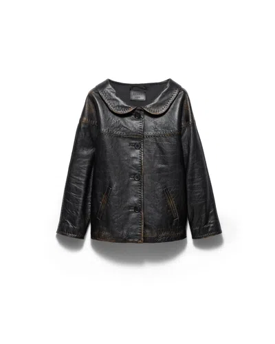 PRADA ANTIQUED NAPPA LEATHER JACKET