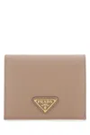 Prada Womens Pink Logo-plaque Small Leather Wallet In Powder