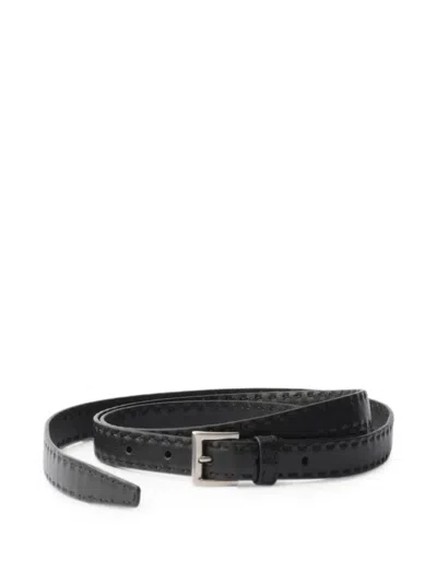 Prada Mens Black Antiqued Leather Belt
