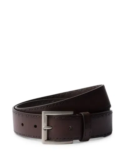 Prada Antiqued-leather Belt In Brown