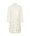 Prada Embroidered Poplin Mini-dress In Neutral Color