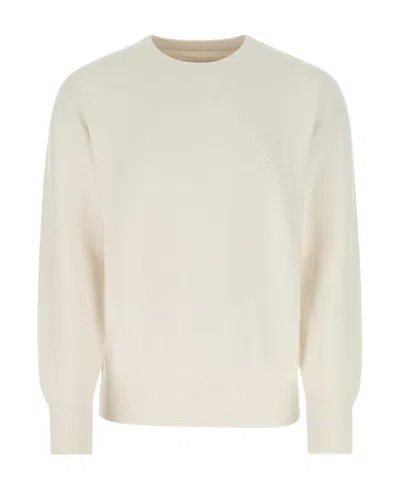 Prada Applique-logo Sweatshirt In White