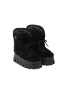 Prada Shearling And Rubber Ankle Boots With Fur Texture In Black