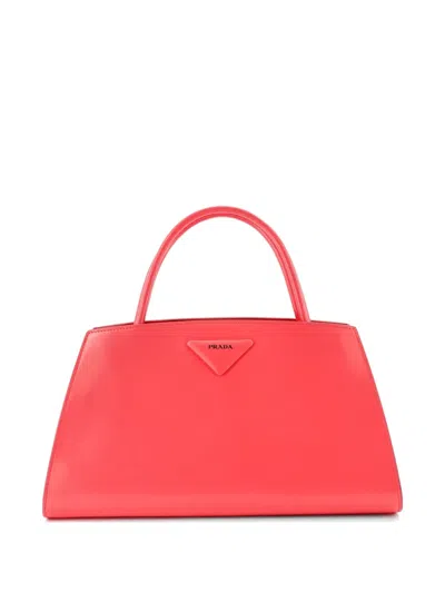 Pre-owned Prada Architectural Top Handle Bag Spazzolato Leather Large Satchel In Pink