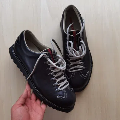 Pre-owned Prada Archive Leather Hiking Shoes In Black
