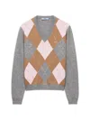 Prada Argyle-pattern V-neck Cashmere Sweater In Multi