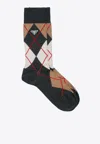 Prada Argyle Check Ribbed Socks In Multicolor
