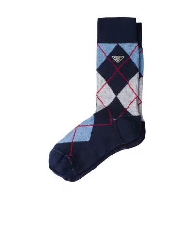 Prada Argyle Cotton Socks In Black