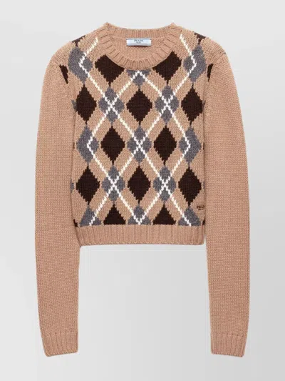 Prada Crew Neck Sweater In Brown