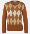 Prada Tobacco-coloured Sweater With Argyle Pattern Women In Brown