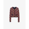 PRADA ARGYLE INTARSIA-PATTERN LONG-SLEEVE COTTON CARDIGAN