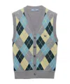 Prada Jacquard Argyle Superfine Wool Vest In Gray