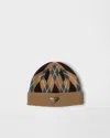 Prada Argyle Knit Beanie In Brown