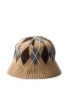 Prada Argyle-knit Bucket Hat In Brown