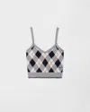 Prada Argyle Knit Cashmere Top In Gray