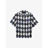 Prada Mens Blue Argyle-patterned Relaxed-fit Silk-twill Shirt In Blue