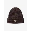 Prada Womens Blue Argyle Wool-knitted Beanie