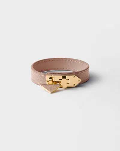 Prada Armband Aus Saffiano-leder In Brown