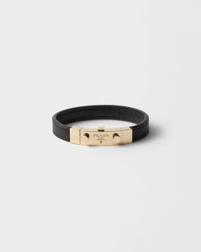 Prada Armband Aus Saffiano-leder In Black