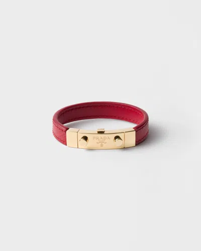 Prada Armband Aus Saffiano-leder In Brown