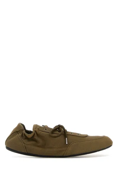 PRADA PRADA ARMY GREEN CANVAS COLLAPSE SNEAKERS