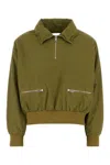 Prada Womens Green Logo-embellished Pull-on Cotton Jacket