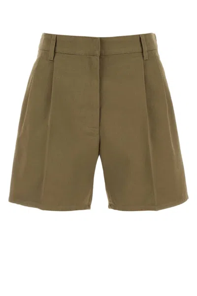 Prada Army Green Cotton Shorts In Multi